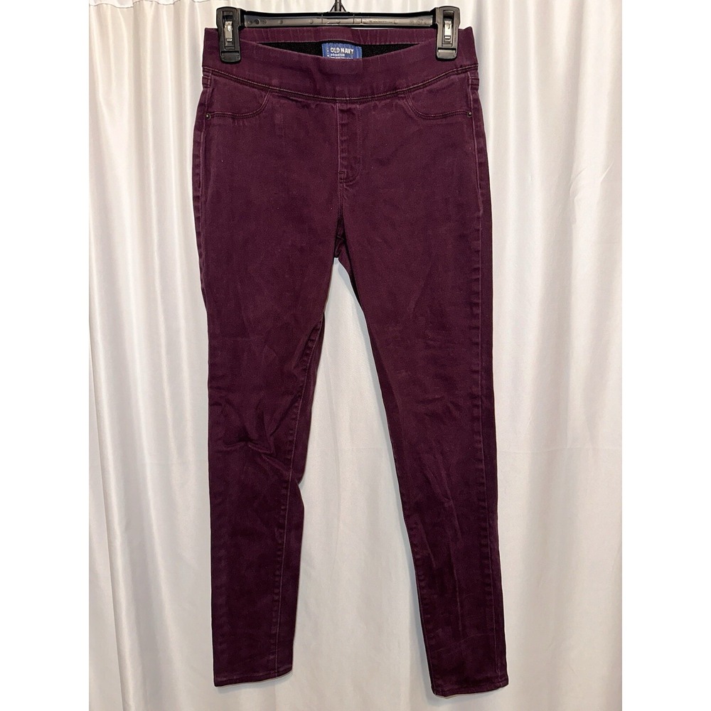 Old Navy Jeans Rockstar Size 4 Regular Mid Rise Burgundy Stretch Elastic Waist